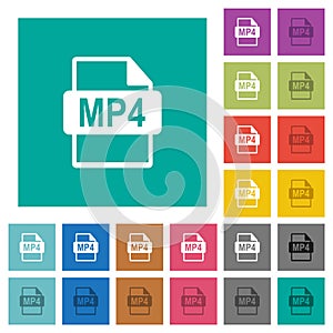 MP4 file format square flat multi colored icons