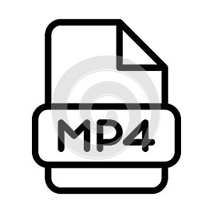 Mp4 File Icon. Type Files Sign outline symbol Design, Icons Format Type Data. Vector Illustration