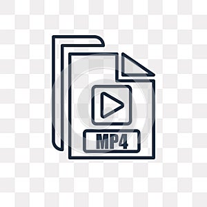 Mp4 vector icon isolated on transparent background, linear Mp4 t