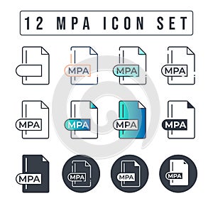 Mpa File Format Icon Set. 12 Mpa icon set