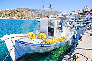 Mpatsi or batsi city in andros island greece