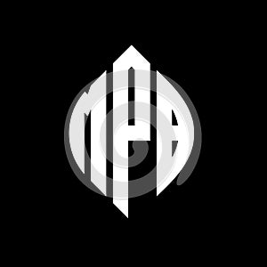MPB circle letter logo design with circle and ellipse shape. MPB ellipse letters with typographic style. The three initials form a