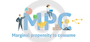 MPC, Marginal Propensity to Consume. Concept with keywords, letters and icons. Flat vector illustration. Isolated on photo