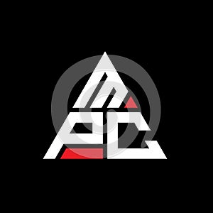 MPC triangle letter logo design with triangle shape. MPC triangle logo design monogram. MPC triangle vector logo template with red