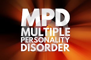 MPD - Multiple Personality Disorder acronym, medical concept background