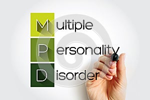 MPD - Multiple Personality Disorder acronym, medical concept background