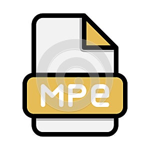 Mpe file icons. Flat file extension. icon video format symbols. Vector illustration. can be used for website interfaces, mobile