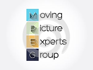 MPEG - Moving Picture Experts Group acronym, technology concept