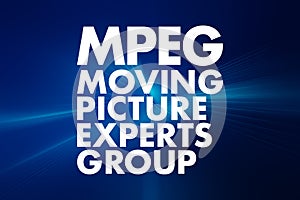 MPEG - Moving Picture Experts Group acronym, technology concept background