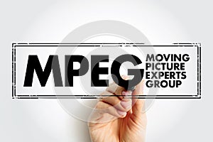 MPEG - Moving Picture Experts Group acronym text stamp, technology concept background