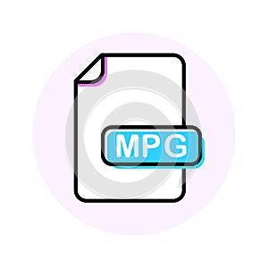 MPG file format, extension color line icon photo