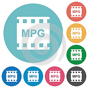 MPG movie format flat round icons