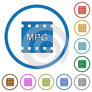 MPG movie format icons with shadows and outlines