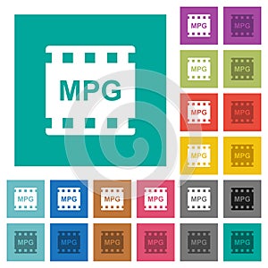 MPG movie format square flat multi colored icons photo