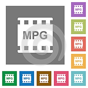 MPG movie format square flat icons