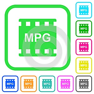 MPG movie format vivid colored flat icons