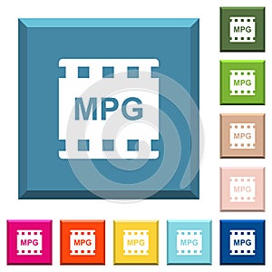 MPG movie format white icons on edged square buttons