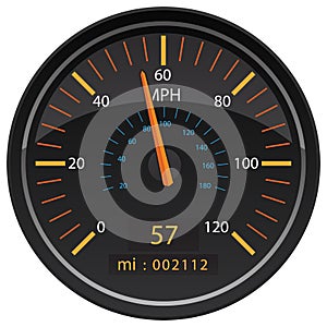 MPH Miles per Hour Speedometer Odometer Automotive Dashboard Gauge Vector Illustration