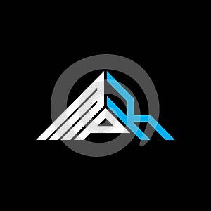 MPK letter logo creative design with vector graphic, MPK simple and modern logo in triangle shape
