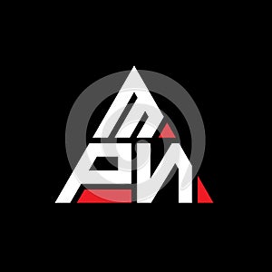 MPN triangle letter logo design with triangle shape. MPN triangle logo design monogram. MPN triangle vector logo template with red