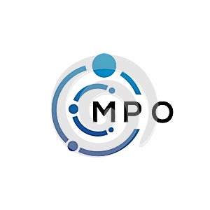 MPO letter technology logo design on white background. MPO creative initials letter IT logo concept. MPO letter design