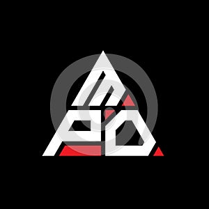 MPO triangle letter logo design with triangle shape. MPO triangle logo design monogram. MPO triangle vector logo template with red
