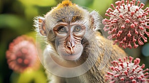 Mpox, monkey with monkeypox, outbreak of the MPXV virus, infectious disease spreading to human
