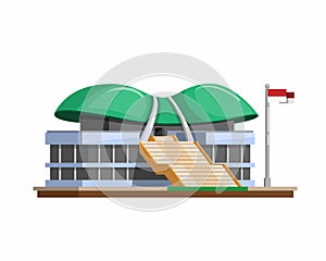 The MPR/DPR Building of government for the Indonesian legislative. symbol concept in cartoon flat illustration vector on white bac photo