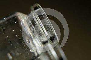 Mpty glass medicine vial closeup macro photo