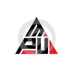 MPU triangle letter logo design with triangle shape. MPU triangle logo design monogram. MPU triangle vector logo template with red