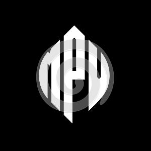 MPV circle letter logo design with circle and ellipse shape. MPV ellipse letters with typographic style. The three initials form a