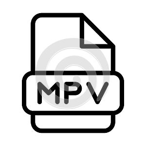 Mpv File Icon. Type Files Sign outline symbol Design, Icons Format Type Data. Vector Illustration