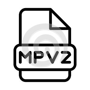 Mpv2 File Icon. Type Files Sign outline symbol Design, Icons Format Type Data. Vector Illustration