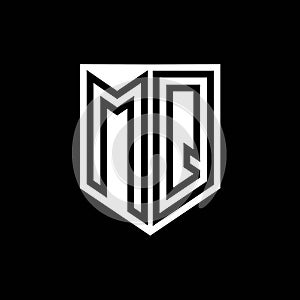 MQ Logo monogram shield geometric black line inside white shield color design photo
