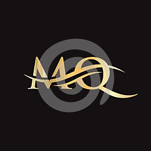 MQ Logo design vector. Swoosh letter MQ logo design photo