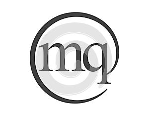 MQ logo from two letter with circle shape email sign style. M and Q round logotype of business company photo