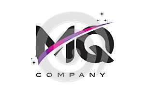 MQ M Q Black Letter Logo Design with Purple Magenta Swoosh photo