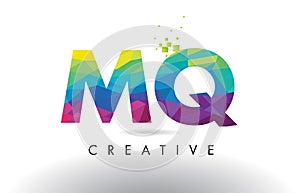 MQ M Q Colorful Letter Origami Triangles Design Vector. photo