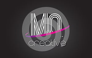 MQ M Q Letter Logo with Lines Design And Purple Swoosh. photo