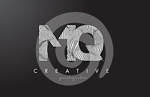 MQ M Q Letter Logo with Zebra Lines Texture Design Vector. photo