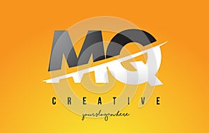 MQ M Q Letter Modern Logo Design with Yellow Background and Swoosh. photo