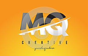 MQ M Q Letter Modern Logo Design with Yellow Background and Swoosh.