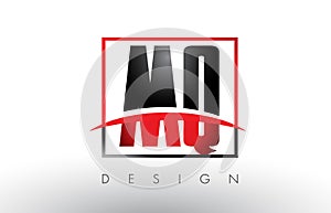 MQ M Q Logo Letters with Red and Black Colors and Swoosh. photo