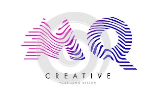 MQ M Q Zebra Lines Letter Logo Design with Magenta Colors photo