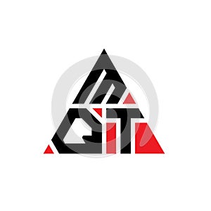 MQT triangle letter logo design with triangle shape. MQT triangle logo design monogram. MQT triangle vector logo template with red