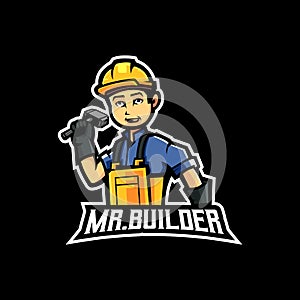 Mr Builder Mascot Logo