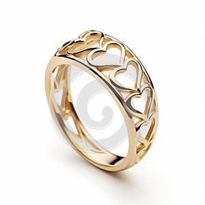 Intricate Heart Design Gold Ring Inspired By Crown photo