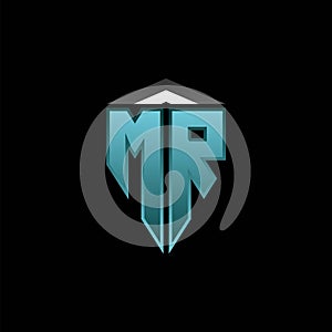 MR Logo Shield Blue Light Style Design