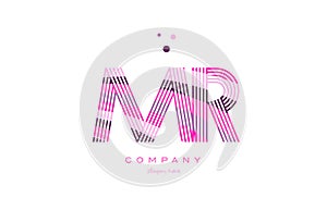mr m r alphabet letter logo pink purple line icon template vector