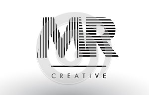 MR M R Black and White Lines Letter Logo Design.